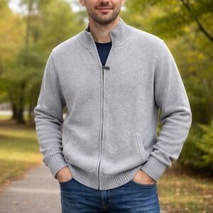 LL Bean Classic Gray Full Zip Flannel Lined Heavyweight Men's XL Neutral Cozy